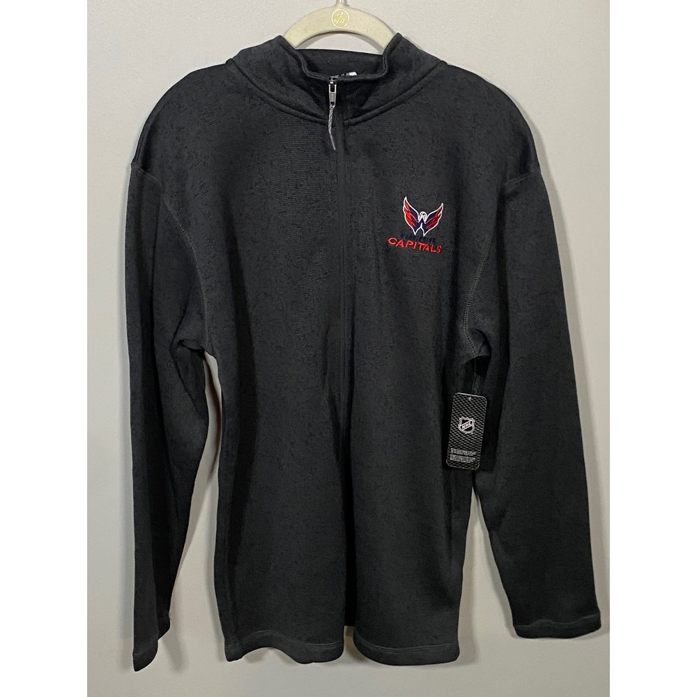 NWT NHL Washington Capitals Pullover Mens Medium Gray Quarter Zip Embroidered